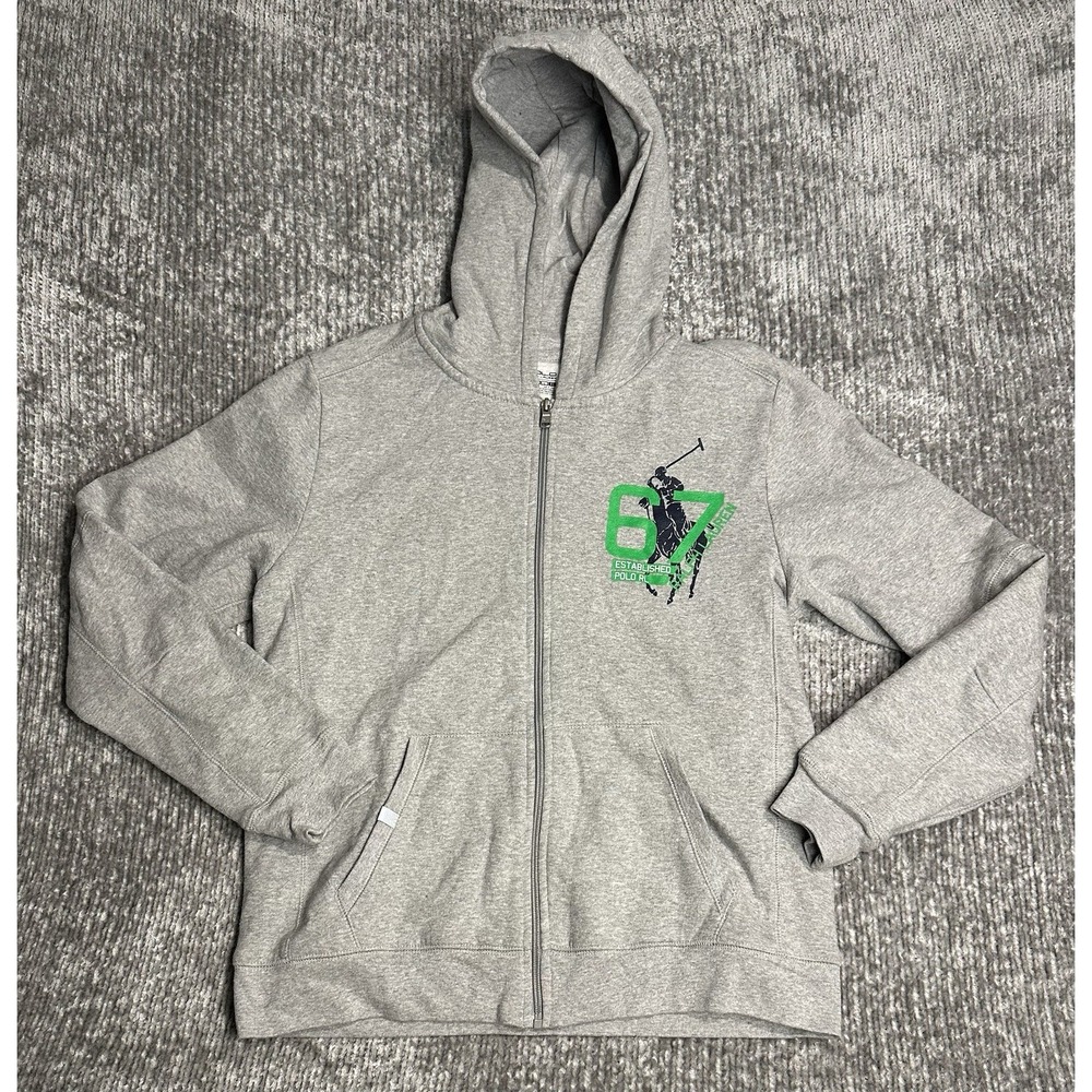Polo Ralph Lauren Boys Hoodie Sweatshirt XL Gray Grey Big Pony